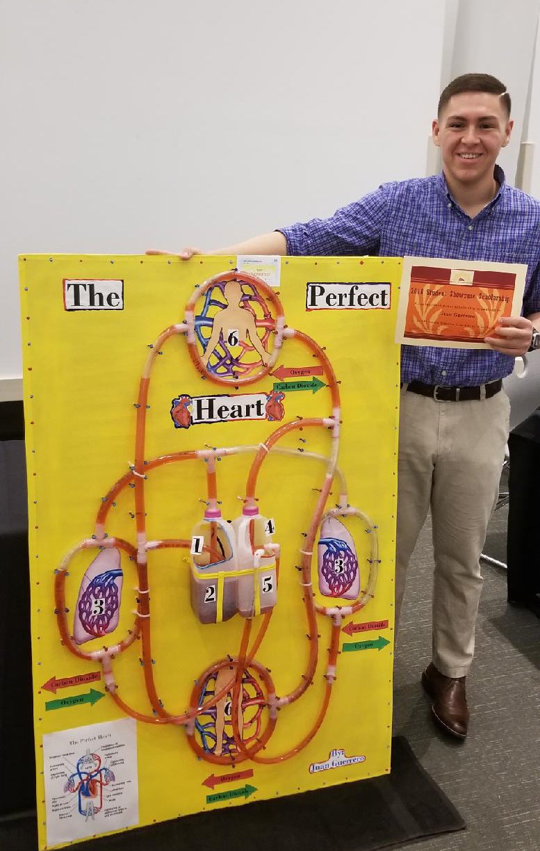 Juan Guerrero won $1,000 for his project on scientific literacy, "The Perfect Heart."