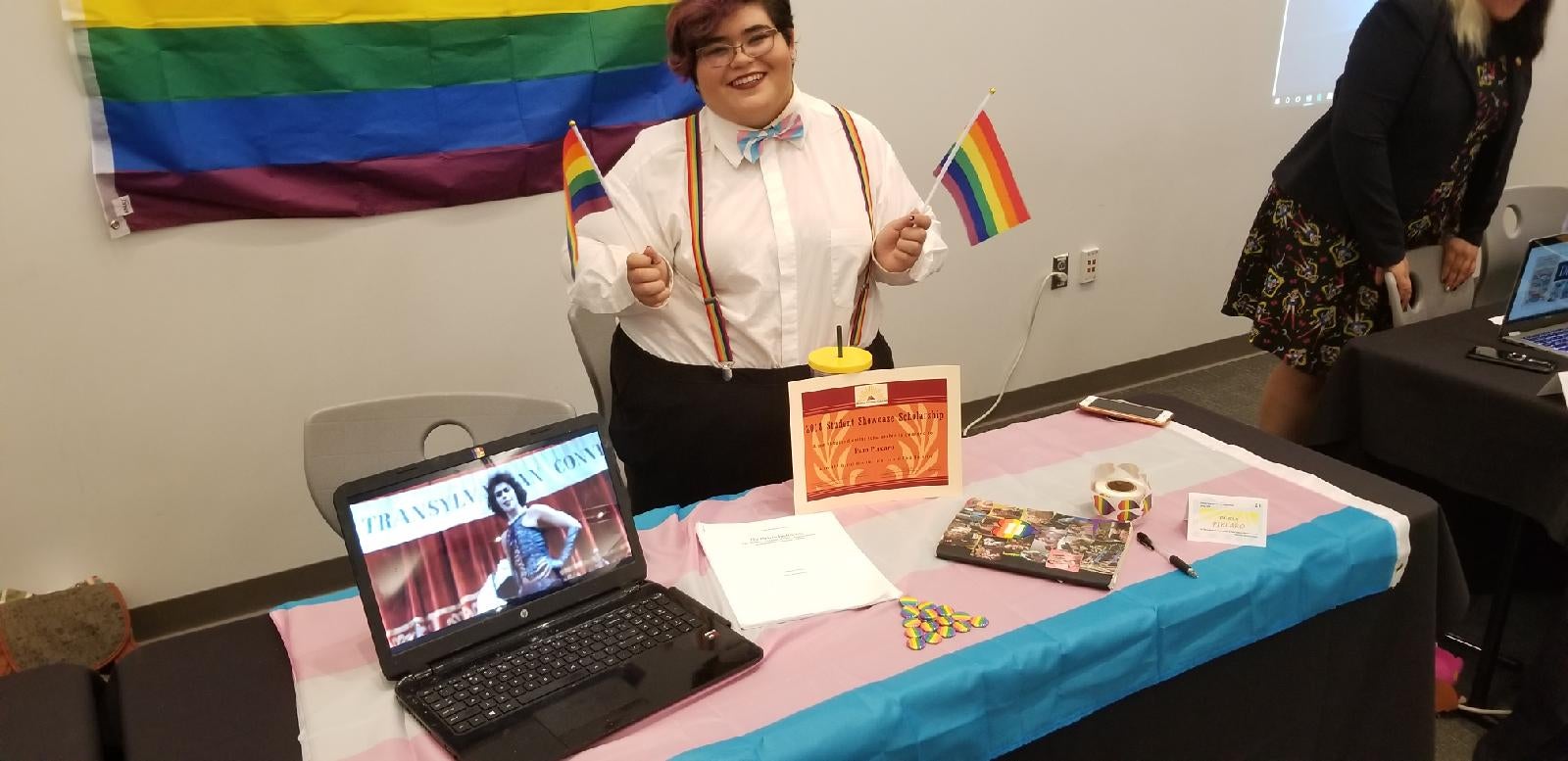 Sisko Stargazer won $1,000 for their presentation, "The Path to Inclusivity: Past, Present, & Future of Queer Representation in Mainstream American Cinema."