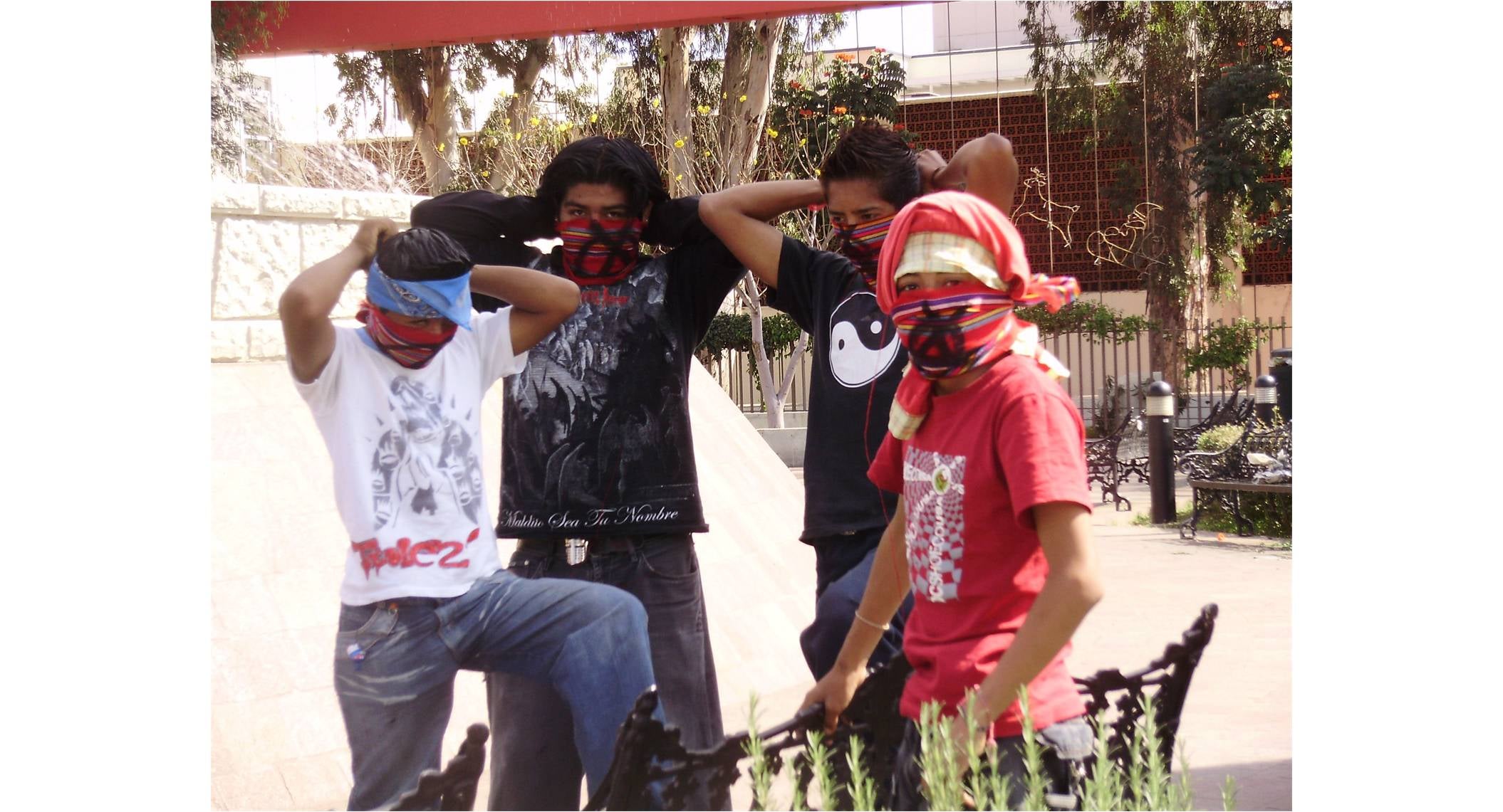 Zapatistas protesting Palestine/Israel bombings. Photo by Kevin Mann.