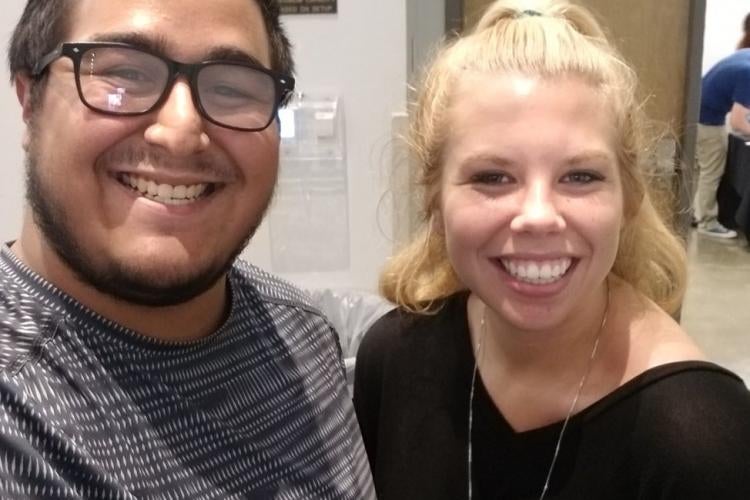 Jonathan Aguirre takes a selfie with the featured speaker, Megan Stier. Image of a woman smiling with the article's author
